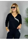 Kadın Ribana Detay Bluz Ve Ispanyol Paça Yırtmaçlı Pantolon Ikili Takım