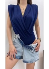 Kadın Sendy Kumaş Kruvaze Yaka Vatkalı Bluz