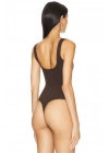 Kadın Kahverengi Kalın Askılı Sırtı Açık Kare Yaka Çıtçıtlı Çift Kat Sandy Tanga Bodysuit