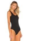 bysoca Kadın Siyah Kalın Askılı U Yaka Vücudu Saran Jarse Basic Bodysuit