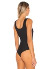 bysoca Kadın Siyah Kalın Askılı U Yaka Vücudu Saran Jarse Basic Bodysuit