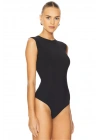 bysoca Kadın Siyah Bisiklet Yaka Sıfır Kol Vücudu Saran Toparlayıcı Bodysuit