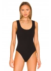 bysoca Kadın Siyah U Yaka Sıfır Kol Vücudu Saran Sandy Kumaş Basic Brazilian Bodysuit
