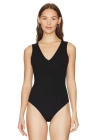 bysoca Kadın Siyah V Yaka Sıfır Kol Çift Kat Sandy Kumaş Vücudu Saran Tanga Basic Bodysuit