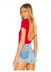 Kadın Sırt Dekolteli Bisiklet Yaka Ipek Jarse Bodysuit