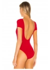 Kadın Sırt Dekolteli Bisiklet Yaka Ipek Jarse Bodysuit