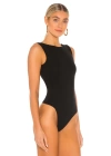 bysoca Kadın Siyah Sırt Dekolteli Kayık Yaka Sıfır Kol Vücudu Saran Basic Bodysuit