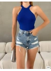 Kadın Sırt Dekolteli Triko Bluz