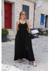 Kadın Sırttan çapraz Bağcıklı Yırtmaçlı Cepli Viskon Elbise