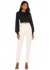 Kadın Siyah Balon Kesim Uzun Kol İpek Jarse Crop Top
