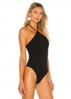 bysoca Kadın Siyah Boyundan Bağlamalı Sırtı Açık Sandy Kumaş Tanga Basic Bodysuit