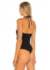 bysoca Kadın Siyah Boyundan Bağlamalı Sırtı Açık Sandy Kumaş Tanga Basic Bodysuit