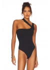 Kadın Siyah Çapraz Askılı Tek Omuz Bodysuit