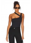 Kadın Siyah Çapraz Askılı Tek Omuz Bodysuit
