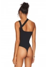 Kadın Siyah Çapraz Askılı Tek Omuz Bodysuit