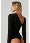 Kadın Siyah Ipek Jarse Bodysuit