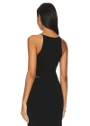Kadın Siyah Sıfır Kol Asimetrik Kesim Ipek Jarse Crop Top