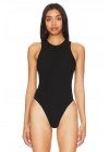 bysoca Kadın Siyah Yüksek Yaka Sırtı Amerikan Kesim Çift Kat Sandy Kumaş Tanga Basic Bodysuit