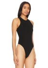 bysoca Kadın Siyah Yüksek Yaka Sırtı Amerikan Kesim Çift Kat Sandy Kumaş Tanga Basic Bodysuit