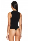 Kadın Siyah Bisiklet Yaka Sıfır Kol Alttan Çıtçıtlı Çift Kat İpek Jarse Basic Tanga Bodysuit