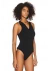 bysoca Kadın Siyah Gömlek Yaka V Yaka Sıfır Kol Sandy Kumaş Tanga Basic Bodysuit
