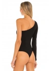 Kadın Siyah Tek Omuz Dekolteli Ipek Jarse Bodysuit