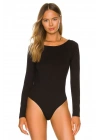 Kadın Siyah Uzun Kol Ipek Jarse Sırt Dekolteli Bodysuit