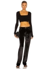 Kadın Siyah Uzun Kollu Crop Top