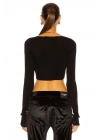 Kadın Siyah Uzun Kollu Crop Top