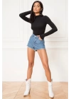 Kadın Siyah Uzun Kollu Ipek Jarse Bodysuit