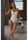 Kadın Beyaz İnce Askılı Dikişsiz Seamless Toparlayıcı U Yaka Çıtçıtlı Korse Body