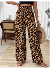 Kadın Süprem Kumaş Beli Lastikli Leopar Desen Pantolon