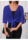 Kadın Truvakar Kol önden Bağlamalı Kısa şifon Bolero Ceket