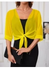 Kadın Truvakar Kollu önden Bağlamalı Kısa şifon Bolero Ceket