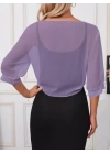 Kadın Truvakar Kollu önden Bağlamalı Kısa şifon Bolero Ceket