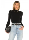 bysoca Kadın Siyah Yarım Balıkçı Yaka Uzun Kollu Vücudu Saran Jarse Tanga Basic Bodysuit