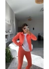Kadın Uzun Kol Fermuar Detay Ceket Ve Yüksek Bel Toparlayıcı Tayt Ikili Takım