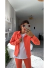 Kadın Uzun Kol Fermuar Detay Ceket Ve Yüksek Bel Toparlayıcı Tayt Ikili Takım