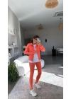 Kadın Uzun Kol Fermuar Detay Ceket Ve Yüksek Bel Toparlayıcı Tayt Ikili Takım