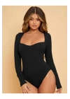 Kadın Uzun Kol Ipek Jarse Bodysuit