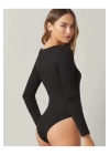 Kadın Uzun Kol Ipek Jarse Bodysuit
