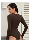 Kadın Uzun Kol Ipek Jarse Bodysuit