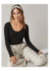Kadın Uzun Kol Ipek Jarse Bodysuit