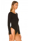 bysoca Kadın Siyah Sırt Dekolteli Kayık Yaka Uzun Kollu İpek Jarse Bodysuit