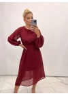 Kadın Uzun Kollu Astar Detay Fırsat ürün Ponpon şifon Elbise