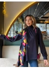 Kadın Uzun Kollu Balıkçı Yaka Asimetrik Kesim Dalgıç Kumaş Bluz