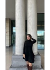 Kadın Uzun Kollu Balıkçı Yaka Salaş Kusa Akrilik Elbise