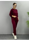 Kadın Uzun Kollu Bisiklet Yaka Viskon Iki Iplik Bluz Ve Pantolon Ikili Takım