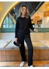 Kadın Uzun Kollu Bisiklet Yaka Viskon Iki Iplik Bluz Ve Pantolon Ikili Takım