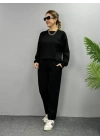 Kadın Uzun Kollu Bisiklet Yaka Viskon Iki Iplik Bluz Ve Pantolon Ikili Takım